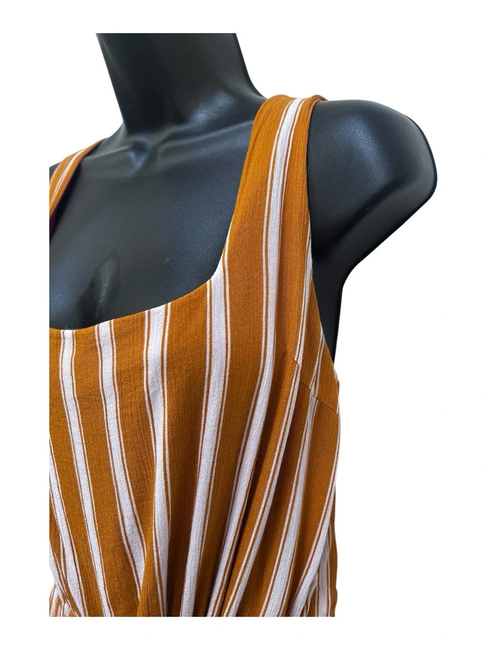 Lulus XL Orange White Stripe Sleeveless Tie Waist Romper